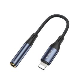   Audio jack 3,5mm aljzat - iPhone 8pin adapter, fekete, 0.12M, Yesido YAU37