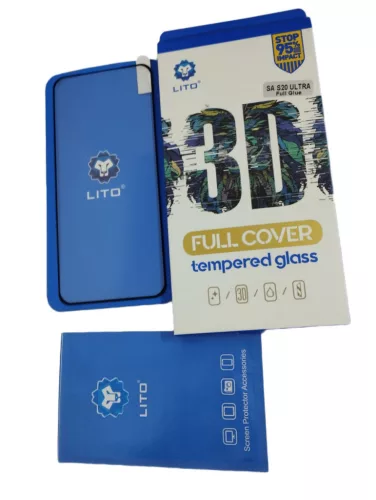 Samsung Galaxy S20 Ultra előlapi üvegfólia, edzett, hajlított, fekete keret, 9H, 0.26mm, 3D Full Glue, SM-G988, Lito