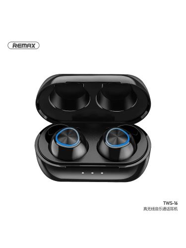 Remax TWS-16 fekete stereo bluetooth headset töltőtokkal