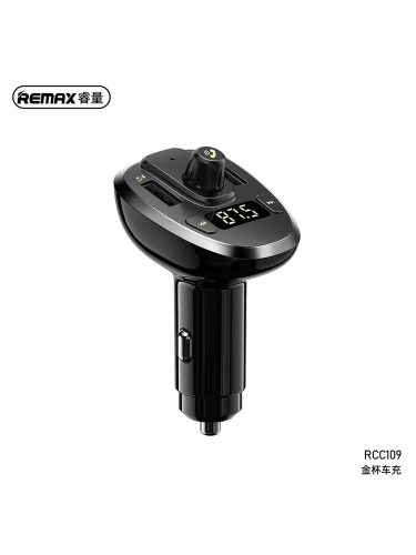 Remax RCC109 fekete 2X USB bluetooth FM transmitter 3A