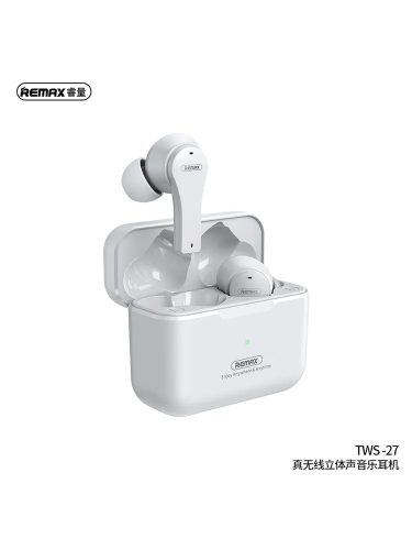 Remax TWS-27 fehér vezeték nélküli stereo bluetooth headset töltőtokkal