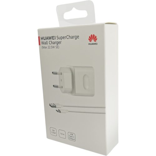 HUAWEI HW-100225E00 fehér gyári hálózati SuperCharge töltőfej + Type-C adatkábel 22,5W csomagolt