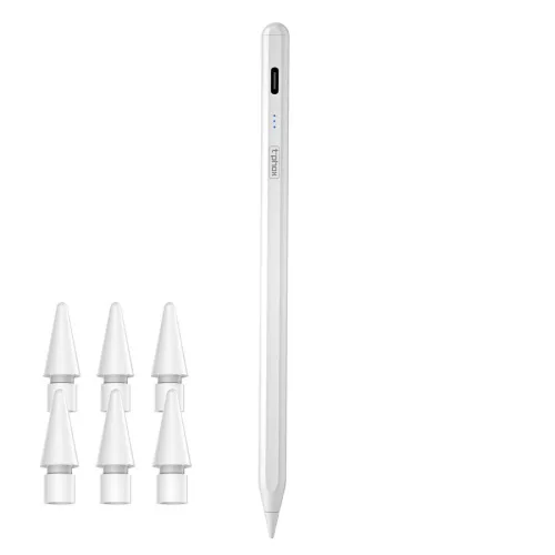 Érintő ceruza Apple táblagépekhez, fehér, Type-C csatlakozó, 6db póthegy, T-PHOX STYLUS ERA 1