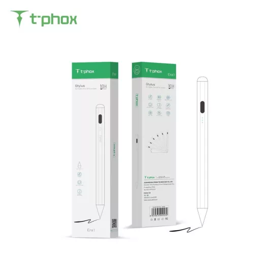 Érintő ceruza Apple táblagépekhez, fehér, Type-C csatlakozó, 6db póthegy, T-PHOX STYLUS ERA 1