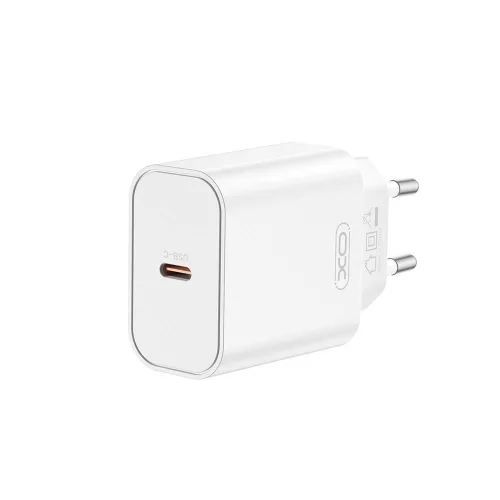 Univerzális hálózati gyors töltőfej, 1xType-C, PD 20W / 3A, fehér, XO-CE32