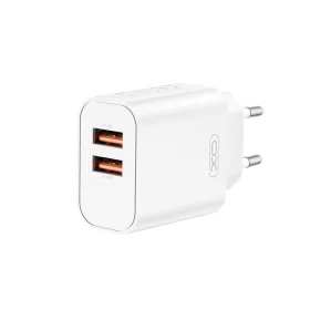 Hálózati töltőfej, 2xUSB, fehér, 2.4A / 12W, XO-CE34