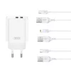 Hálózati töltőfej 2x USB + micro USB adatkábel, 12W / 2.4A, fehér, XO-CE34