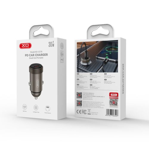 Szivartöltő fej 1xType-C, PD 30W, fekete, XO CC70
