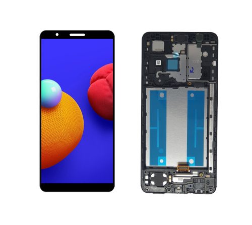 Samsung A013 Galaxy A01 Core fekete gyári LCD+érintőpanel kerettel