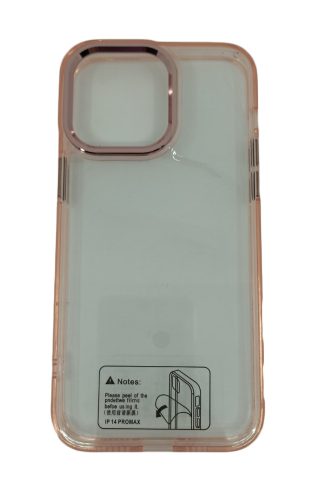 iPhone 14 Pro Max (6.7") hátlap tok, TPU tok, rózsaszín-átlátszó