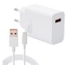 Xiaomi hálózati töltőfej 1xUSB + Type-C adatkábel, 3A/33W, gyári, fehér, MDY-16-EF (CSOMAGOLÁS NÉLKÜLI)