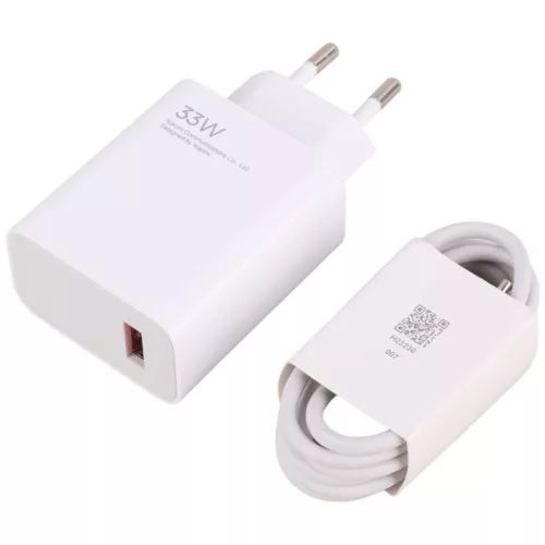 Xiaomi hálózati töltőfej 1xUSB + Type-C adatkábel, 33W / 3A, gyári, fehér, MDY-16-EF (CSOMAGOLÁS NÉLKÜLI)