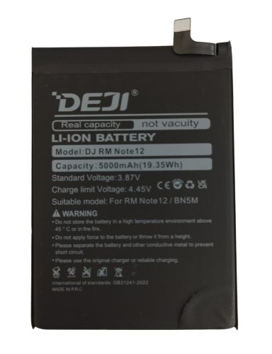 Xiaomi Redmi Note 12 4G akkumulátor, 5000mAh, BN5M, Deji