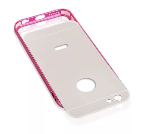 Samsung A500 Galaxy A5 pink rózsaszín alumínium bumper tükrös hátlaptok