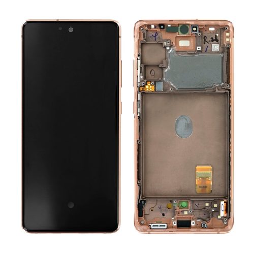 Samsung G780 Galaxy S20 FE / G781 Galaxy S20 FE 5G gyári LCD+érintőpanel narancssárga (Cloud Orange) kerettel