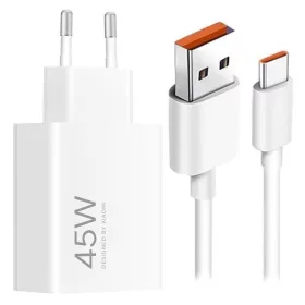   Xiaomi hálózati töltőfej 1xUSB + Type-C adatkábel, 45W / 3A, gyári, fehér, MDY-17-EF (CSOMAGOLÁS NÉLKÜLI)