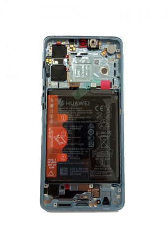 Huawei P30 gyári LCD + érintőpanel kék (Breathing Crystal) kerettel, akkumulátorral