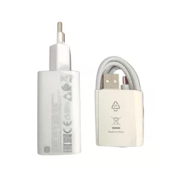   Xiaomi hálózati töltőfej 1xUSB, 3A / 15W, gyári, fehér, MDY-18-EG + Type-C adatkábel (CSOMAGOLÁS NÉLKÜLI)