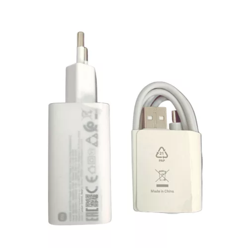 Xiaomi hálózati töltőfej 1xUSB, 3A / 15W, gyári, fehér, MDY-18-EG + Type-C adatkábel (CSOMAGOLÁS NÉLKÜLI)