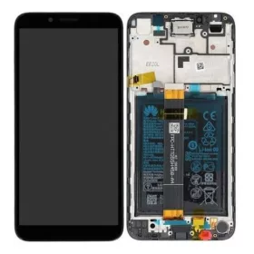   Huawei Y5P LCD + érintőpanel kerettel / akkumulátorral, fekete, gyári