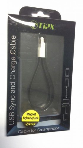 iPhone 8pin adatkábel, mágneses, fekete, (22cm, nagy sebességű) TiPX