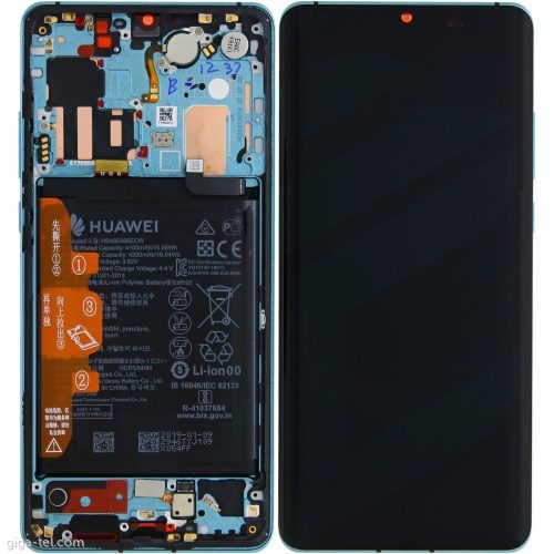 Huawei P30 Pro gyári LCD + érintőpanel kék (Aurora blue) kerettel, akkumulátorral