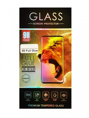 Xiaomi Redmi Note 9 Pro Max előlapi üvegfólia, 3D, hajlított, kivágott, fekete, Full Glue 