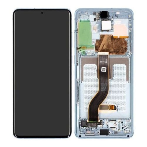 Samsung G985 Galaxy S20 Plus / G986 Galaxy S20 Plus 5G gyári LCD+érintőpanel kék kerettel