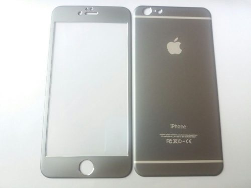 iPhone 6 6S Plus (5,5") szürke (space gray) teljes (ívelt) elő + hátlapi üvegfólia