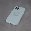 Samsung Galaxy A13 4G gyűrűs hátlap tok, szilikon tok, velúr belső, zöld, SM-A135, Finger Grip