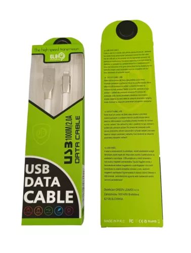 iPhone 8pin adatkábel, 2A, 1M, fehér, GL8