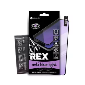   Samsung Galaxy A53 előlapi üvegfólia, kékfény szűrős, 9H, fekete keret, SM-A536, 5D Full Glue, Sturdo Rex Anti-blue light
