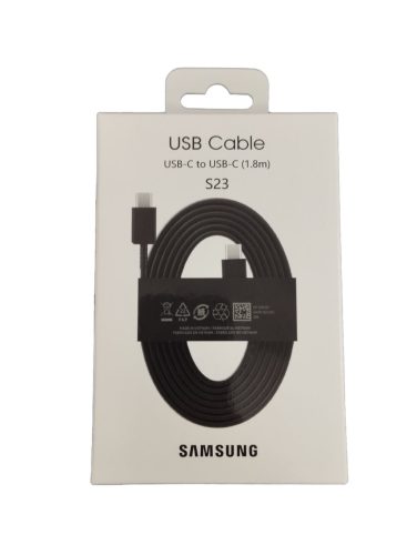 Samsung Type-C - Type-C gyorstöltő adatkábel, gyári, fekete, 1.8M, 3A, EP-DW767JBEGEU (CSOMAGOLT)
