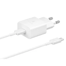   Samsung hálózati gyors töltőfej Type-C csatlakozóval + Type-C - Type-C adatkábel, gyári, 15W / 3A, fehér, EP-T1510EWE / EP-DA705BWE (CSOMAGOLÁS NÉLKÜLI)