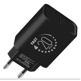   Univerzális hálózati gyors töltőfej, Type-C csatlakozóval, fekete, 3A / 20W, OBAL:ME 20W1CBL