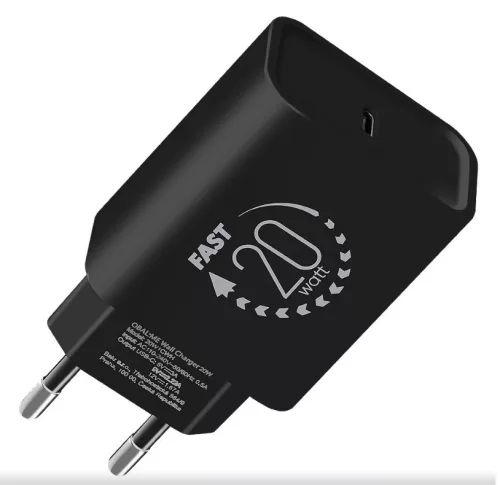 Univerzális hálózati gyors töltőfej, Type-C csatlakozóval, fekete, 3A / 20W, OBAL:ME 20W1CBL