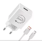 Hálózati gyors töltőfej 1x USB + Type-C adatkábel, 2A / 10W, fehér, OBAL:ME 10W1UWH-C