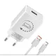 Hálózati gyors töltőfej 1x USB + Type-C adatkábel, 2A / 10W, fehér, OBAL:ME 10W1UWH-C