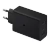 Samsung hálózati gyors töltőfej, 2xType-C / 1xUSB, 65W, fekete, EP-T6530NBEGEU (sérült a csomagolása)