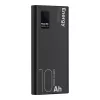 Power Bank, 2xUSB / 1xType-C / 1x micro USB + Type-C kábel, 10000 mAh / 22.5W, fekete, LCD kijelző, OBAL:ME EnergyPulse