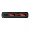 Power Bank, 2xUSB / 1xType-C / 1x micro USB + Type-C kábel, 10000 mAh / 22.5W, fekete, LCD kijelző, OBAL:ME EnergyPulse