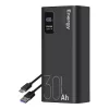 Power Bank, 4xUSB / 1xType-C / 1x micro USB + Type-C kábel, 30000 mAh / 22.5W, fekete, LCD kijelző, OBAL:ME EnergyPulse
