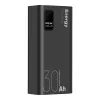 Power Bank, 4xUSB / 1xType-C / 1x micro USB + Type-C kábel, 30000 mAh / 22.5W, fekete, LCD kijelző, OBAL:ME EnergyPulse