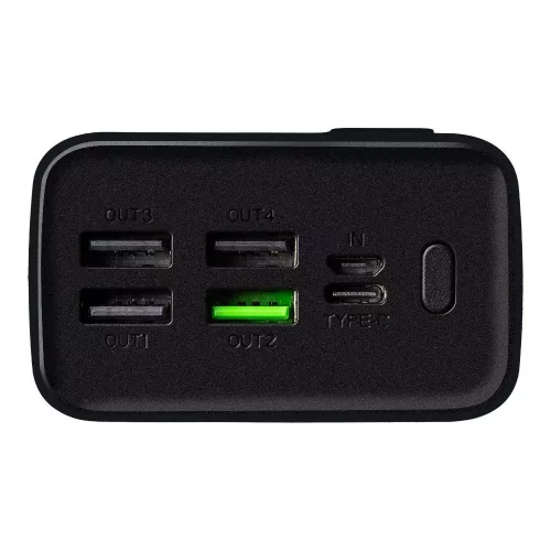 Power Bank, 4xUSB / 1xType-C / 1x micro USB + Type-C kábel, 30000 mAh / 22.5W, fekete, LCD kijelző, OBAL:ME EnergyPulse