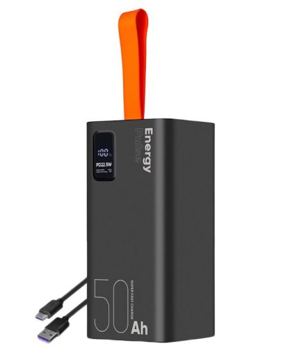 Power Bank, 4xUSB / 1xType-C / 1x micro USB, 50000 mAh / 22.5W / 4.5A, fekete, OBAL:ME Energy Pulse (OMPWB50K)