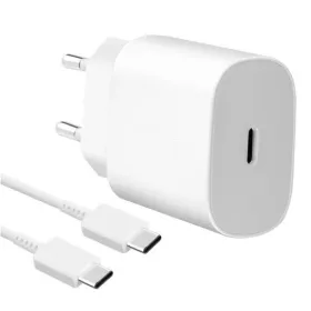   Samsung hálózati gyors töltőfej Type-C csatlakozóval + Type-C - Type-C adatkábel, gyári, 25W / 3A, fehér, EP-TA800EWE / EP-DG980BWE (CSOMAGOLÁS NÉLKÜLI)