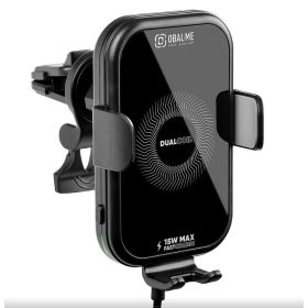   Szellőzőre helyezhető autós tartó, wireless töltés, 15W, fekete, OBAL:ME GravCharger (OMWGCH01)