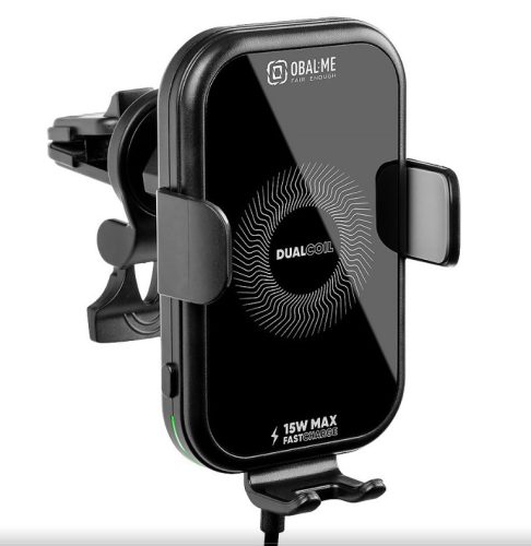 Szellőzőre helyezhető autós tartó, wireless töltés, 15W, fekete, OBAL:ME GravCharger (OMWGCH01)