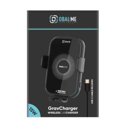 Szellőzőre helyezhető autós tartó, wireless töltés, 15W, fekete, OBAL:ME GravCharger (OMWGCH01)