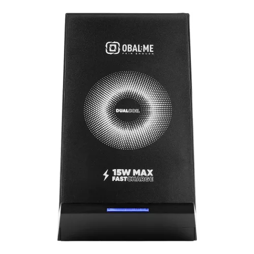 Wireless vezeték nélküli töltő állvány, 15W, fekete, OBAL:ME StandCharger